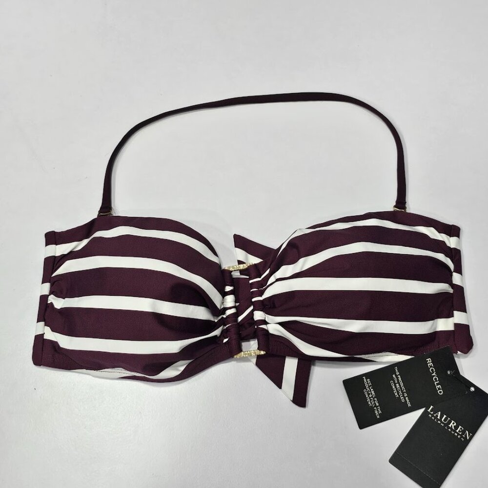 Lauren Ralph Lauren Striped Ring Bandeau Bikini Top - Picture 5 of 9